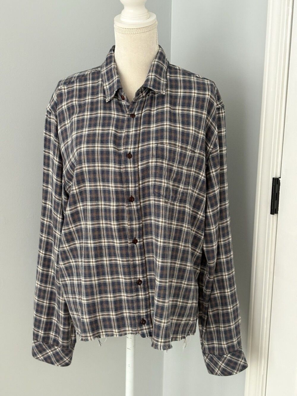 Rails Lennox Heather Blue & Cream Cedar Plaid Flannel Button Down Women's XL